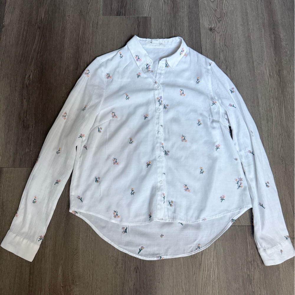 Glamorous White Floral Button Down Shirt
